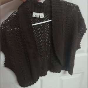 🦄 Cato Dark Brown Knit Sweater Shrug Size XL 24" Pit And Stretch